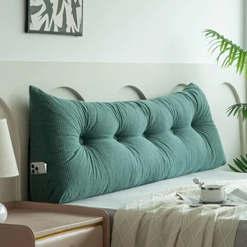 Vista 11 de Almohada de cuña beige tamaño individual XL para dormitorio, cama, cabecero, almohadas de cuña para espacio de cabecero con funda no extraíble, 39 x