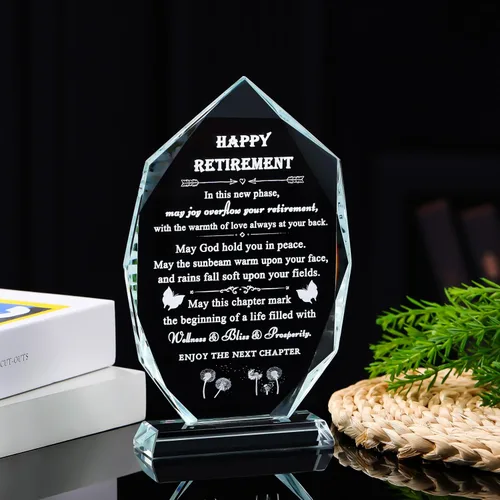 Vista 6 de Regalos de jubilación Qianwei para mujeres y hombres 2025 para compañeros de trabajo - Regalo de despedida en 3D de cristal para compañeros