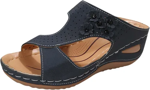 Vista 4 de Sandalias para mujer, casuales, de verano, para mujer, elegantes, de verano, ahuecadas, vintage, sandalias de cuña estilo gladiador, zapatos