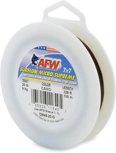 Vista 23 de American Fishing Wire Surflon Micro Supreme Nylon recubierto 7x7 de acero inoxidable, líder en alambres anudables para pesca en agua salada, pesca