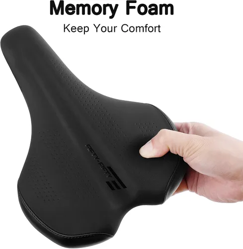 Vista 3 de FIFTY-FIFTY Sillín de bicicleta de montaña, cómodo asiento de bicicleta de espuma viscoelástica, suave e impermeable para hombres y mujeres