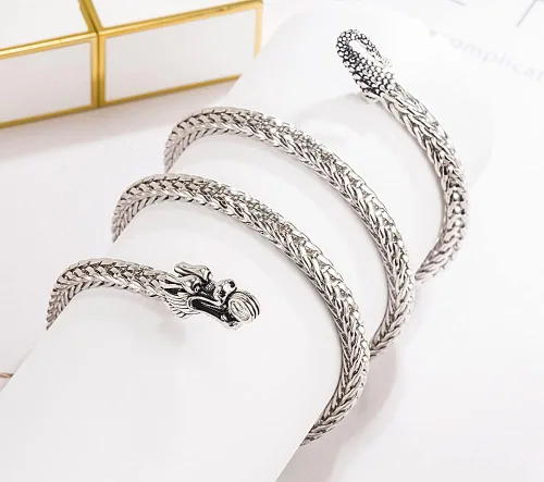 Vista 3 de Collar de plata de ley 925 de 0.197 in, collar de dragón realista de 20 pulgadas, 22 pulgadas, 24 pulgadas, 26 pulgadas, para hombres y mujeres