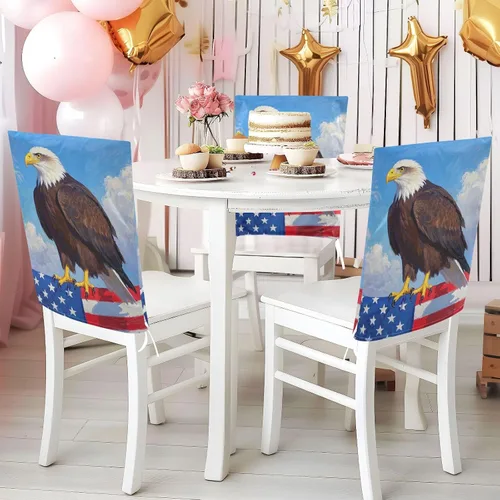 Vista 5 de 4th of July Independence Day Brown Bird Decorative Chair Protectors Covers for Family Gatherings Removable Office Seat Cover forro para sillas