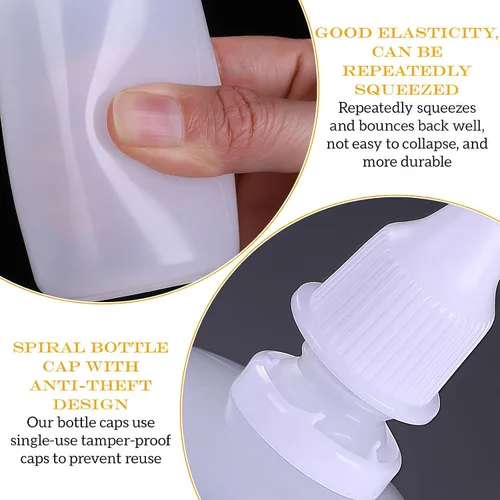 Vista 4 de 50 botellas vacías de plástico transparente de 0.3 fl oz (gotas de enchufe extraíble) contenedores de líquido para ojos para cuidado personal