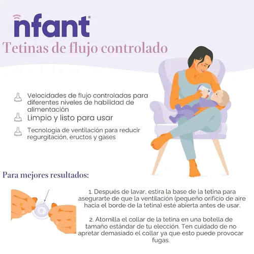 Vista 3 de nfant 2 pezones de biberón de flujo estándar (0.6 fl oz/min) – Se adapta a biberones de guardería de hospital listos para alimentar y biberones