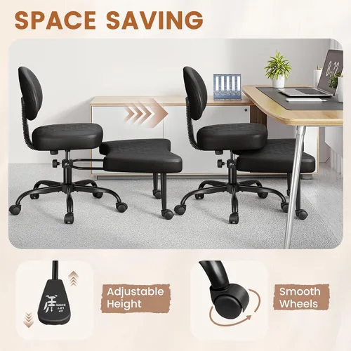 Vista 5 de Silla ergonómica de oficina con patas cruzadas con ruedas, sillas de meditación de altura ajustable para TDAH, yoga y trabajo de escritorio, asiento