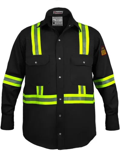 Vista 13 de Camisa Hi Vis de alta visibilidad FR resistente al fuego - 88% C/12% N - 7oz Azul marino