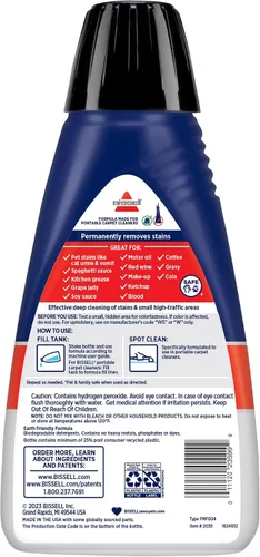 Vista 8 de Bissell Professional Spot and Stain + Oxy Fórmula limpiadora de manchas, portátil, para máquina, 32 onzas líquidas, unidad
