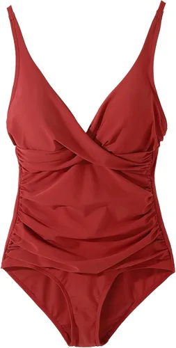 Vista 5 de Traje de baño de una pieza para mujer, con control de abdomen, sexy, retro, cuello en V