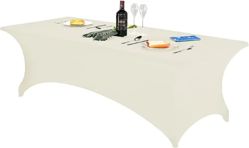 Vista 39 de FORLIFE - Funda de mesa de elastano, mantel ajustado de 4 pies para mesas rectangulares, funda elástica para patio, universal para bodas, banquetes