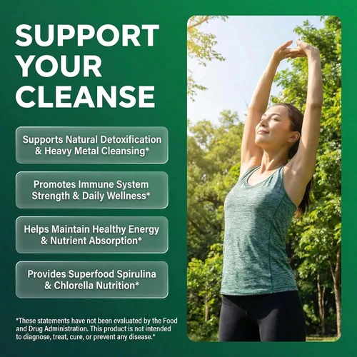 Vista 2 de Sea Tox Cápsulas de Espirulina y Clorella Orgánicas Limpieza Natural y Nutrición Musgo Marino Fucus Clorofila Raíz de Bardana Ashwagandha Cúrcuma 90