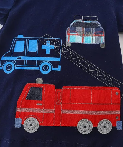 Vista 3 de Funnymore Conjunto de camiseta y pantalón corto de algodón de verano para niños pequeños