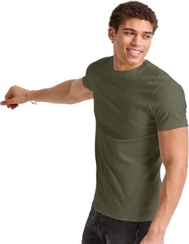 Vista 3 de Hanes Camiseta Ligera Originals para Hombre, Camisetas de Cuello Redondo para Hombres, Camiseta Tri-Blend, Disponible en Talla Tall Miltary Gren