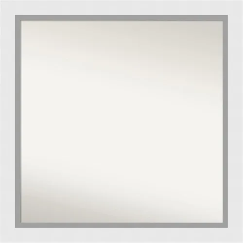 Vista 154 de Amanti Art Espejo de baño blanco para sobre el fregadero, 24 x 26 pulgadas, espejo rectangular blanco y blanco, marco de madera contemporáneo