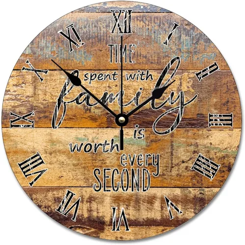 Vista 13 de Time Spent with Family is Worth Every Second - Reloj de pared de grano de madera de playa degradado de 10 pulgadas, funciona con pilas, reloj