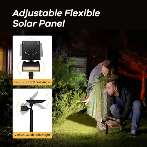 Vista 2 de Consciot Focos solares de color blanco cálido para exteriores, del atardecer al amanecer, 600 lúmenes, 360 °, ajustables en 360°, luces solares
