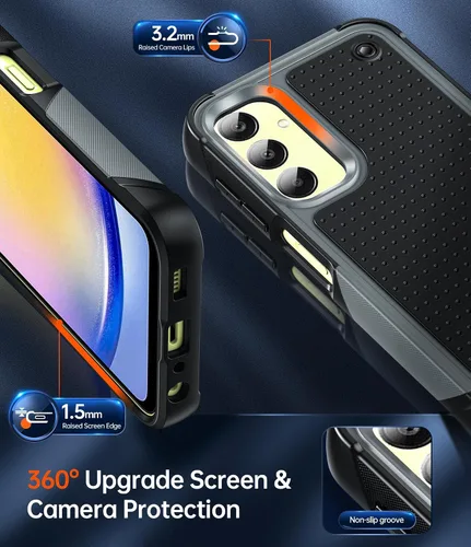 Vista 5 de LeYi Funda compatible con Samsung A25-5G: Funda para Galaxy A25 con protector de pantalla, resistente de doble capa anti arañazos, parte trasera