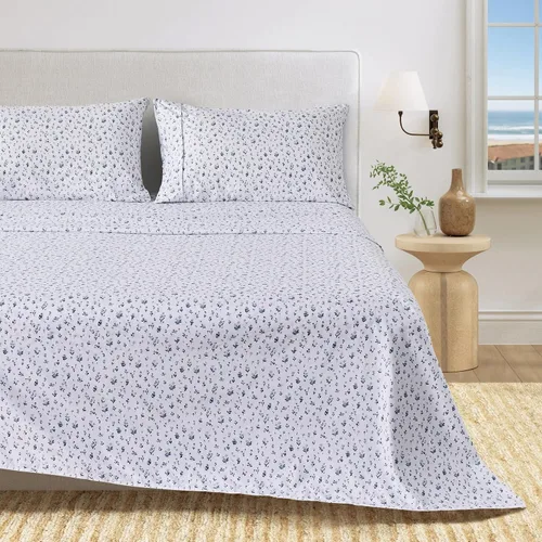 Vista 16 de Great Bay Home - Sábanas de microfibra, estampado costero, sin arrugas, bolsillo profundo, tema de playa, colección Newport (Queen, concha marina)