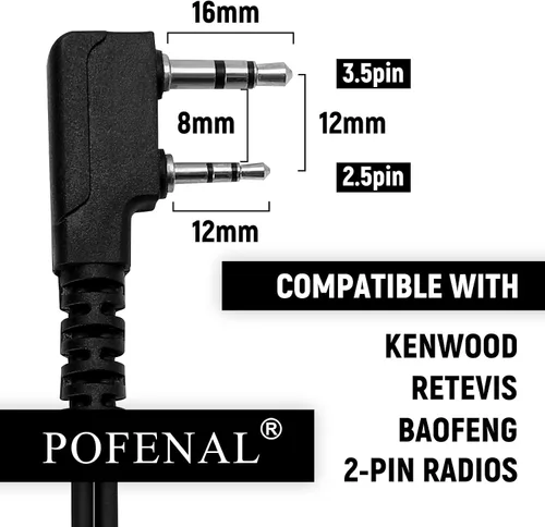 Vista 4 de Walkie Talkie Auricular con micrófono, diseño en forma de G de ajuste seguro para Retevis RT22/RT68/RT21/H-777/RT86, compatible con Baofeng