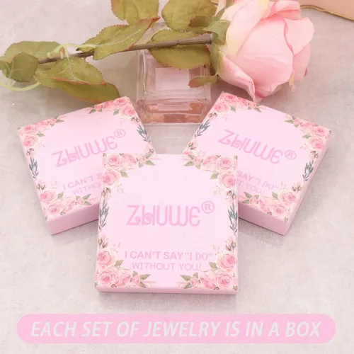 Vista 6 de ZHUWE Juego de joyas de dama de honor para mujeres y niñas, 1-4-6-8 juegos de collar de lágrima para regalo de boda y fiesta, Metal Zinc Vidrio, No