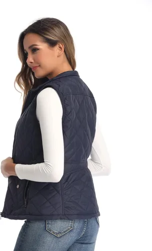 Vista 3 de Chaleco para exteriores de mujer, chaleco acolchado ligero con cremallera y cuello alto.