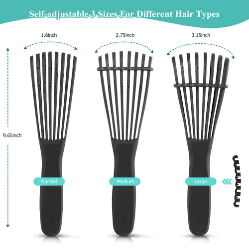 Vista 3 de Cepillo desenredante para el cabello, cepillo desenredante para adultos y niños, juego de peines para cabello rizado, ensortijado, afro y ondulado