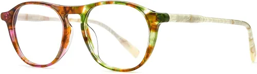 Vista 5 de HEPIDEM Gafas de acetato para hombre, marco de anteojos ópticos de miopía redondo retro vintage