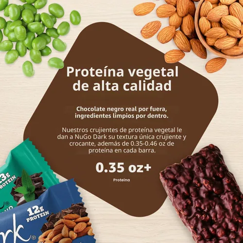 Vista 5 de NuGo Dark, caja variada de muestra, barra de proteínas veganas de 0.47-0.31 onzas, sin gluten, 12 CT