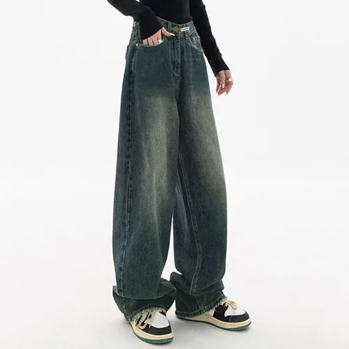 Vista 3 de Pantalones de mezclilla holgados para mujer, estilo Y2K, High Street Boyfriend, pantalones vintage de tiro bajo, ropa estética, ropa