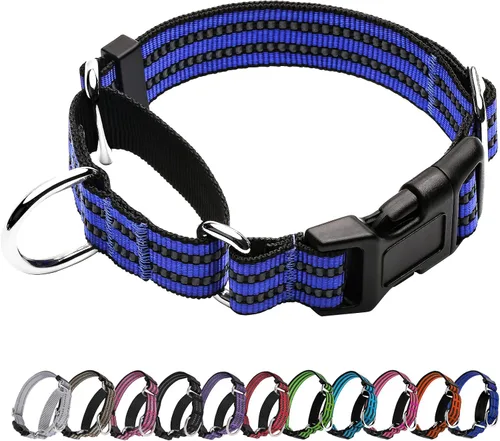 Vista 16 de Martingale - Collar reflectante de nailon ajustable con hebilla de liberación rápida, collares de entrenamiento para perros pequeños, medianos
