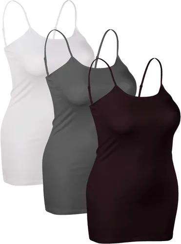 Vista 221 de Emmalise Camisola larga casual básica para mujer, con tirantes ajustables, top en capas