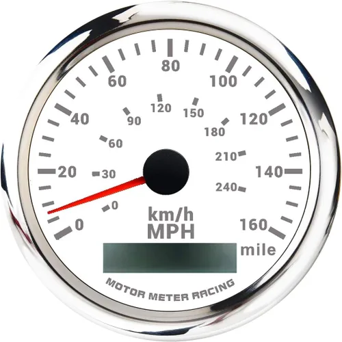 Vista 12 de MOTOR METER RACING W PRO 85mm 3-3/8" 2 en 1 Velocímetro GPS Tacómetro Odómetro Digital Kilometraje y Medidor de Viaje con Señal de Giro y Luz Alta