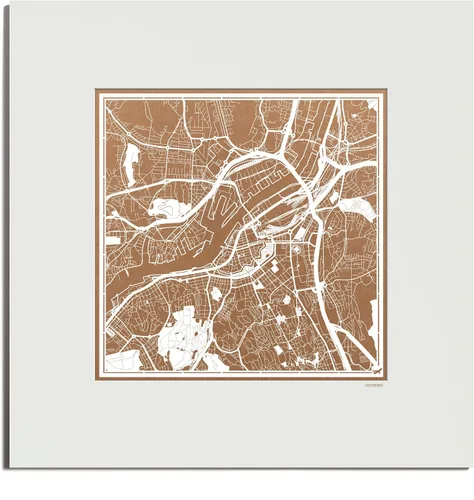 Vista 160 de O3 Design Studio Mapa de corte de papel de París, color negro mate, 20 x 20 pulgadas, arte en papel