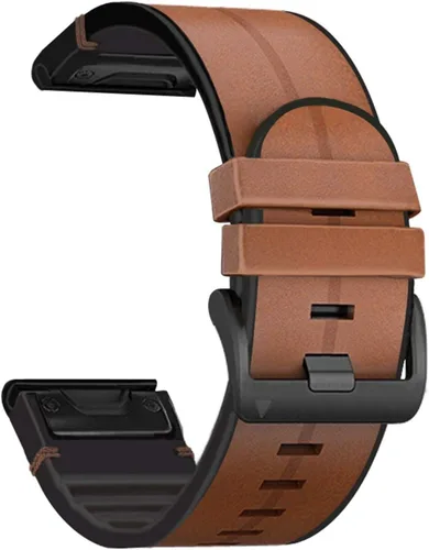Vista 8 de Abanen Correa de reloj para Garmin epix Pro de 2.008 in, Fenix 8 de 2.008 in, Instinct 3 de 1.77 pulgadas, correa híbrida de silicona suave de Negro
