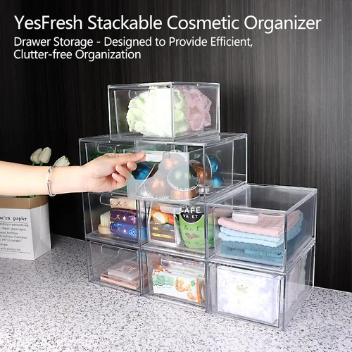 Vista 2 de Yes!Fresh Organizador de cajones, organizador de escritorio apilable con particiones interiores extraíbles para organización y almacenamiento