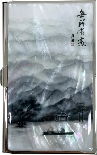 Vista 22 de Estuche para Tarjetas de Visita de Nácar Portador de Tarjetas de Crédito Identificación y Nombre Cartera de Viaje Diseño de Pintura Artística Metal
