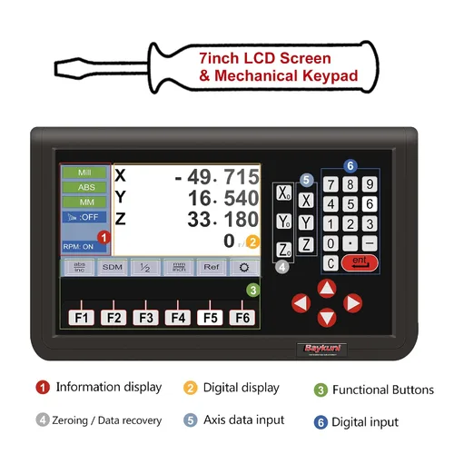 Vista 4 de Bridgeport Mill 9 x 42 mesa de 3 ejes de carcasa de metal LCD DRO sistema de lectura digital Set de pantalla de 3 piezas de codificador lineal