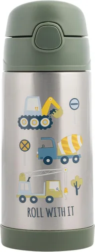 Vista 10 de Stephen Joseph Botellas de acero inoxidable de doble pared, botella de agua aislada para niños pequeños, botella aislada al vacío con popote, Abeja