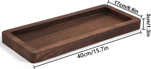 Vista 7 de Hatway Bandeja Decorativa de Madera Portavelas Bandeja Larga de Madera Decoración del Hogar, Platos de Centros de Mesa para Centros de Mesa
