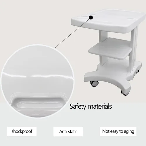 Vista 4 de INTSUPERMAI Carro móvil para sistema de escáner de imágenes ultrasónicas Carro portátil de ultrasonido blanco 3 capas con 2 ruedas de freno, 4