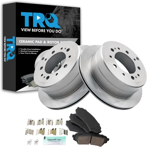 Vista 45 de TRQ Juego de pastillas de freno y rotor de cerámica trasera compatible con Honda Accord V6 1998-02 3.0L con frenos de disco traseros 02-06 Acura RSX
