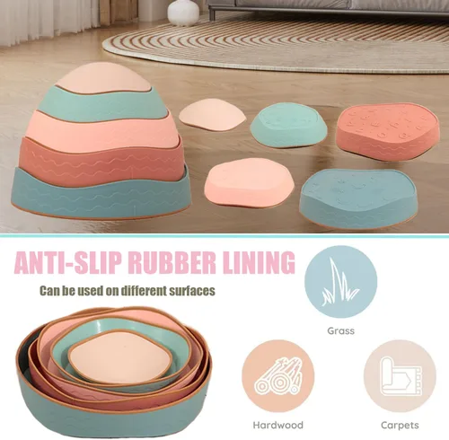 Vista 2 de Fanboxk - Piedras de equilibrio para niños, piedras sensoriales antideslizantes para promover habilidades de equilibrio y coordinación en niños