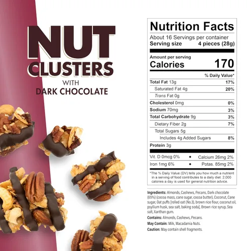 Vista 3 de Inno Foods - Racimos de nueces de chocolate oscuro, sin gluten, sin OMG, paquete de 3, 16 onzas cada uno