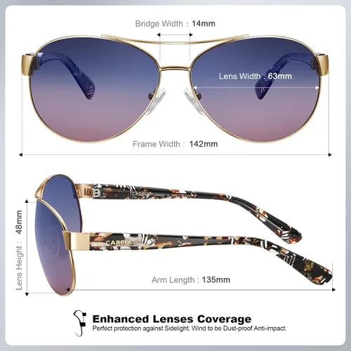 Vista 4 de CARFIA Classic Polarized Sunglasses for Men Women UV400 Protection Pilot Metal Frame Mirror Lens Eyewear