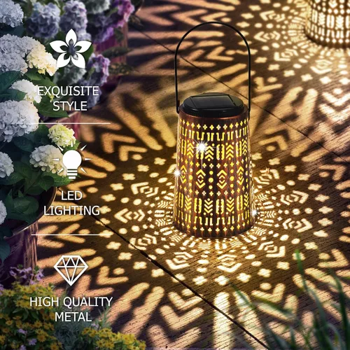 Vista 2 de Faroles solares impermeables para exteriores, farol solar colgante para decoración de jardín, luces decorativas de jardín para patio, césped