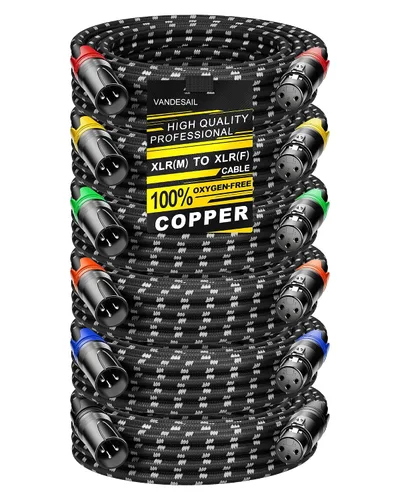 Vista 16 de Cable corto XLR, cable de micrófono de 1 pie, paquete de 2 unidades, toda la longitud de 6 pulgadas a 100 pies, cable de micrófono equilibrado