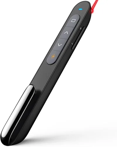 Vista 9 de Norwii Clicker de presentación Bluetooth recargable con puntero verde, presentador inalámbrico, control remoto de presentación de PowerPoint, clic