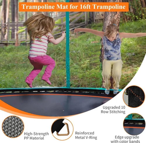 Vista 4 de Tapete de repuesto para cama elástica: se adapta a marcos de 16 pies con 108 anillos, se adapta a resortes de 6.5 a 7.0 pulgadas, diámetro