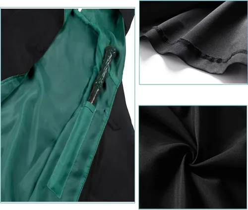 Vista 6 de Magician Themed Hooded Cloak Adult Teens, Black Wizard Robes for Men Women,Halloween Movie Role Play Costume