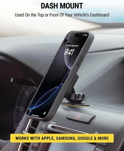Vista 4 de Scosche MAGDM2 MagicMount - Soporte magnético de teléfono para salpicadero, cabezal magnético ajustable de 360°, soporte universal para teléfono